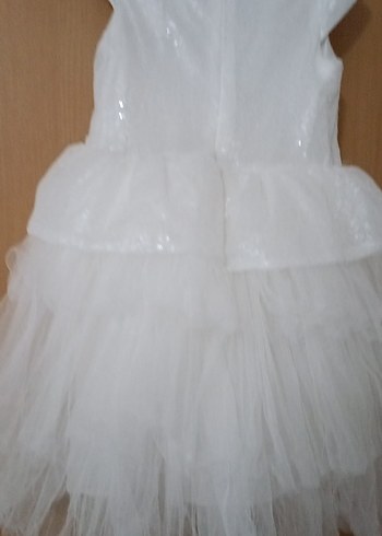 Beyaz Fırfırlı Kız Çocuk Elbisesi - Görsel 7