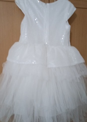 Beyaz Fırfırlı Kız Çocuk Elbisesi - Görsel 6