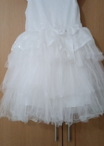 Beyaz Fırfırlı Kız Çocuk Elbisesi - Görsel 3