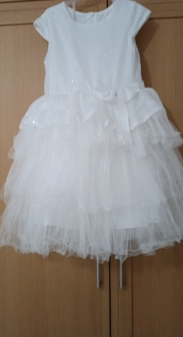 Beyaz Fırfırlı Kız Çocuk Elbisesi - Görsel 3