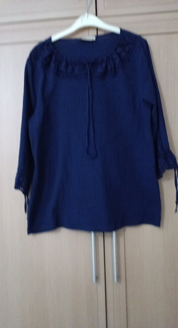 Mor Kadın Keten Uzun Kollu Bluz - Görsel 2