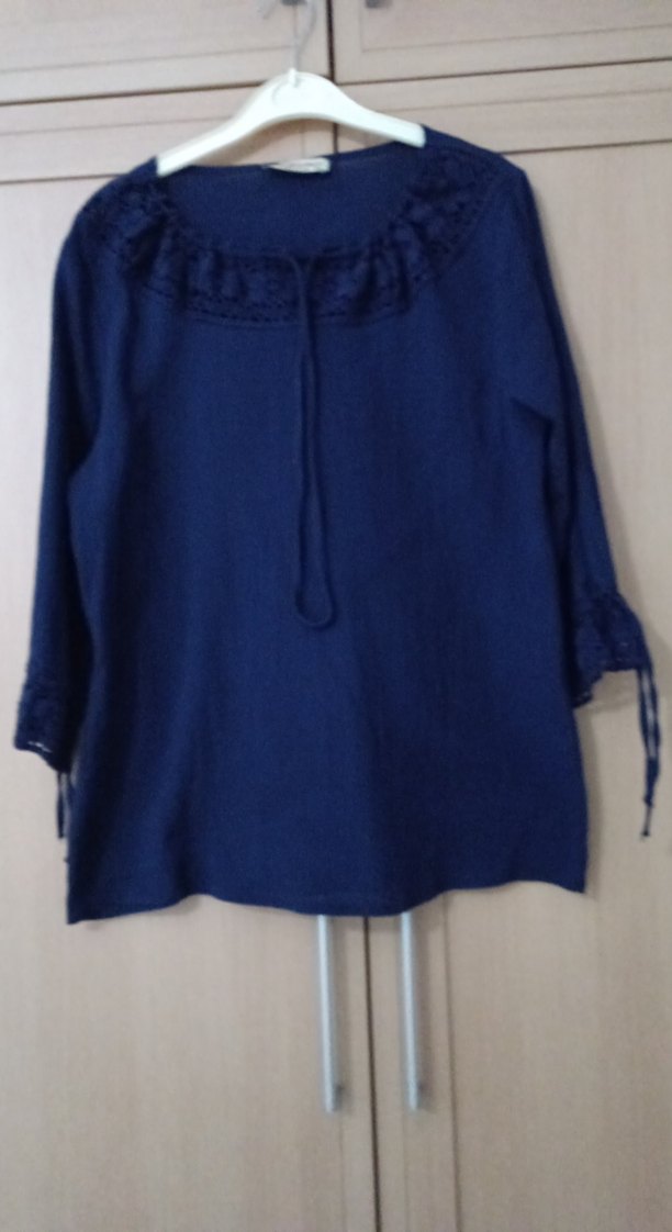 Mor Kadın Keten Uzun Kollu Bluz - Görsel 4