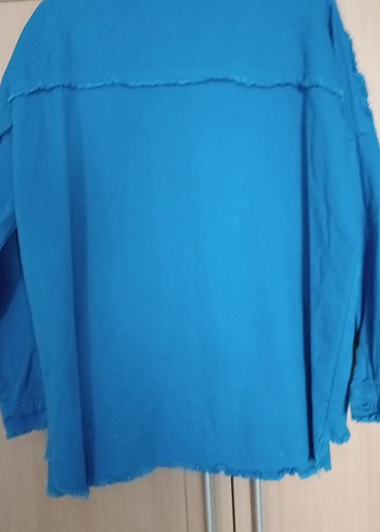 Düğmeli Mavi Denim Kadın Gömlek - Görsel 8