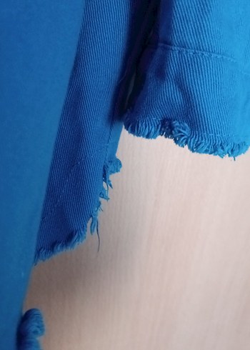 Düğmeli Mavi Denim Kadın Gömlek - Görsel 10