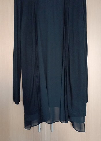 Siyah Uzun Kadın Hırka - Görsel 2