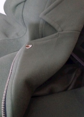 Kadın Yeşil Midi Kaban, Fermuarlı, Regular Fit - Görsel 10