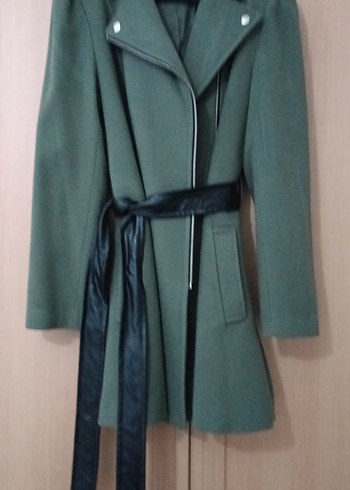 Kadın Yeşil Midi Kaban, Fermuarlı, Regular Fit - Görsel 6