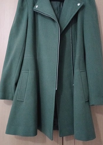 Kadın Yeşil Midi Kaban, Fermuarlı, Regular Fit - Görsel 2