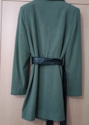 Kadın Yeşil Midi Kaban, Fermuarlı, Regular Fit - Görsel 8