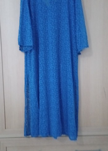 Mavi Uzun Bol Kesim Boncuklu pareo - Görsel 6