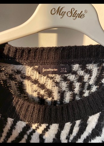 Stradivarius Kadın Kahverengi Zebra Desenli Örgü Kazak