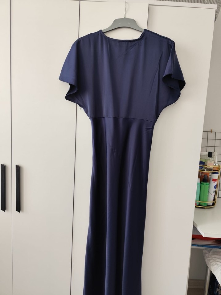 Lacivert Midi Belden Oturmalı Elbise - Görsel 2