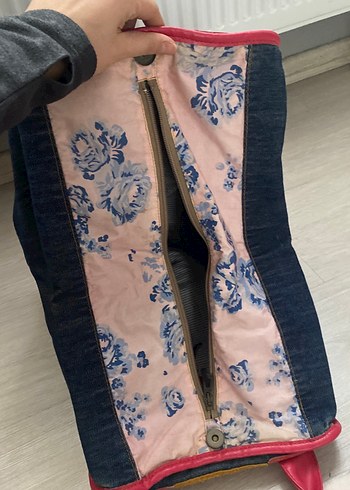 Koyu Pembe Denim Fermuarlı Kadın Çanta - Görsel 2