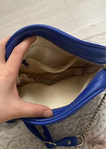 Mavi Deri Kadın Omuz Çantası - Görsel 2
