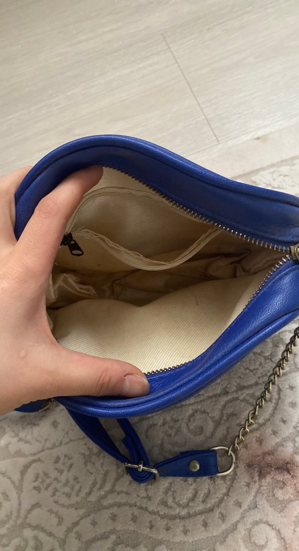 Mavi Deri Kadın Omuz Çantası - Görsel 2