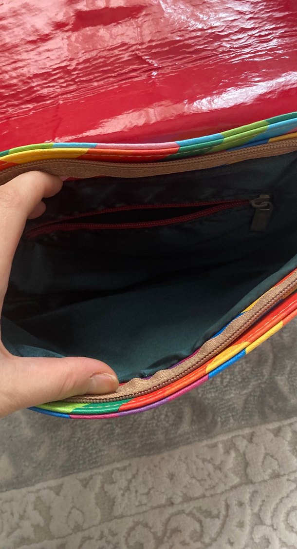 Renkli Bağcıklı Bohem Deri Kadın Çanta - Görsel 2