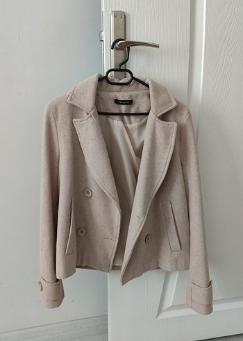 36 Beden Bej Mini Kadın Kaşe Blazer Ceket