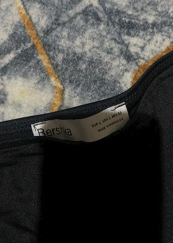 Bershka Drapeli Siyah Tek Kollu Uzun Üst - Görsel 3