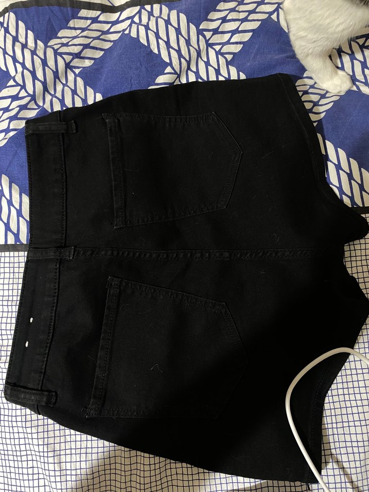 BERSHKA Siyah Mini Kadın Denim Şort - Görsel 3