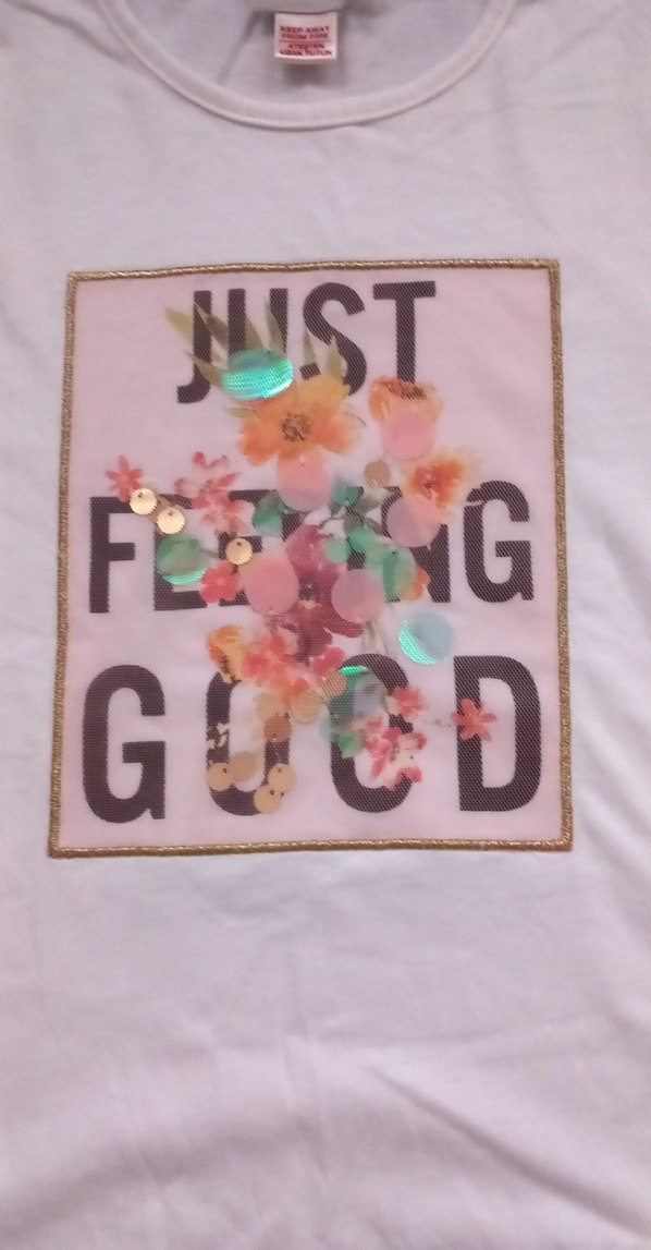 Kız Çocuk Beyaz Baskılı Pamuk Tişört - Görsel 5