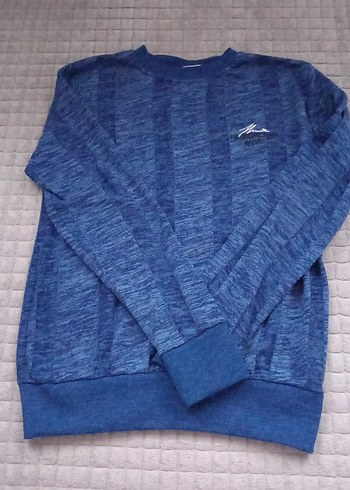 Mavi Örgüli Sweatshirt - Görsel 2