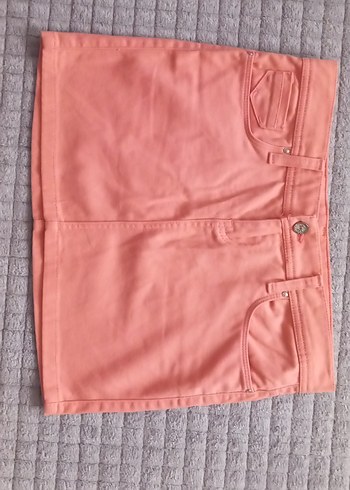 Düğmeli Pembe Mini Etek - Görsel 2