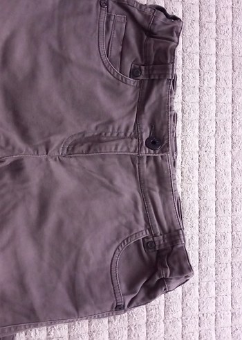 Gri Keten Kumaş Kemerli cocuk Pantolon - Görsel 2