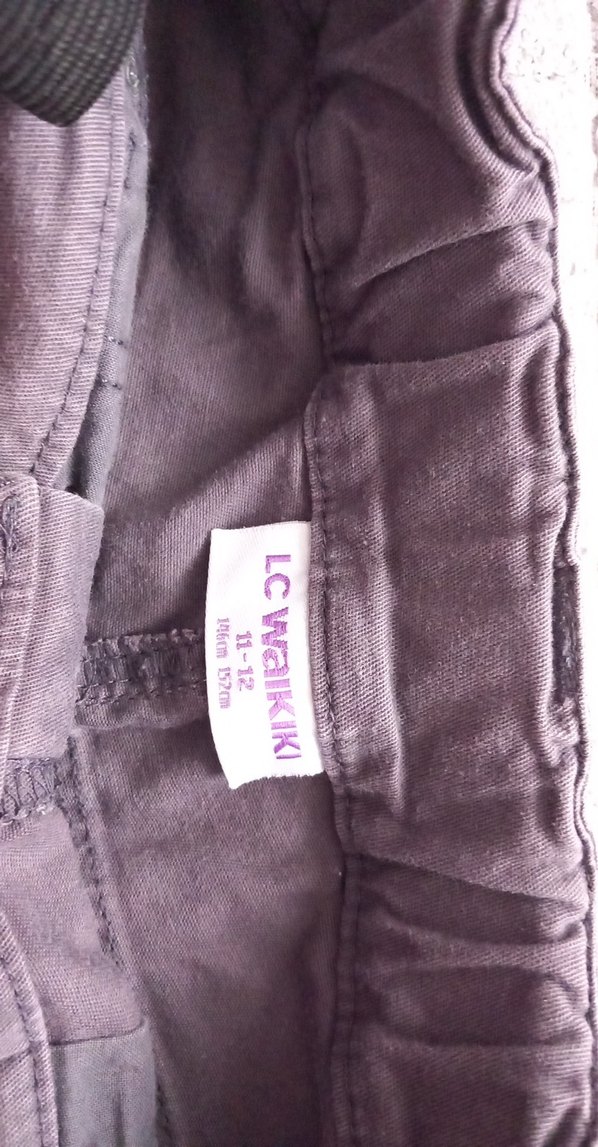 Gri Keten Kumaş Kemerli cocuk Pantolon - Görsel 3