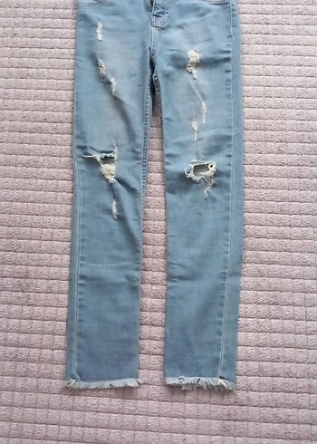 Mavi Yırtık Detaylı cocuk Denim Pantolon - Görsel 2