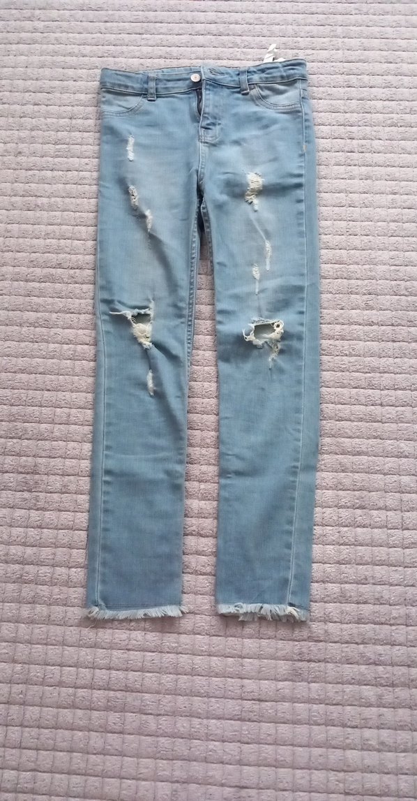 Mavi Yırtık Detaylı cocuk Denim Pantolon - Görsel 2