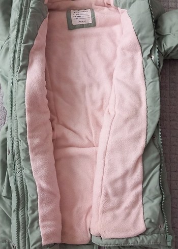 Kız Çocuk  Düğmeli Kışlık Mont - Görsel 4