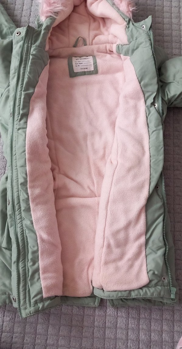 Kız Çocuk  Düğmeli Kışlık Mont - Görsel 4