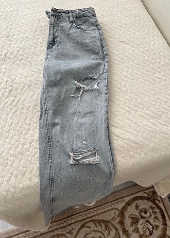 Defacto Gri Kadın Bol Kesim Uzun Denim Pantolon