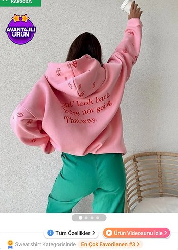 Standart Beden Beden Pembe Sweatshirt