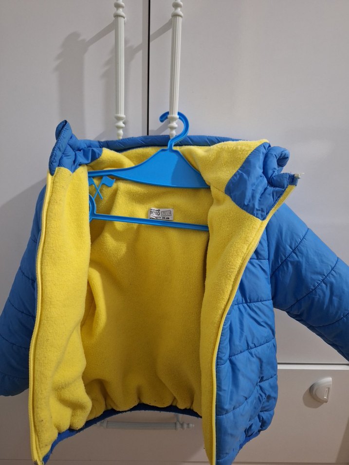 Mavi Kapüşonlu Fermuarlı Erkek Çocuk Montu 1 yaş Bursa - Görsel 2