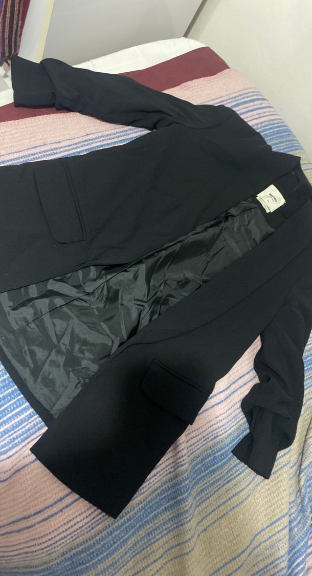 Siyah Kadın Ofis Blazeri, Düğmeli, Normal Boy - Görsel 3