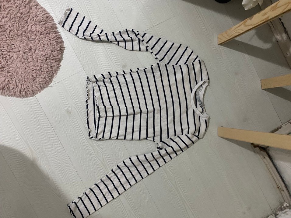 Çizgili Pamuk Hamile Uzun Kollu Bluz - Görsel 2