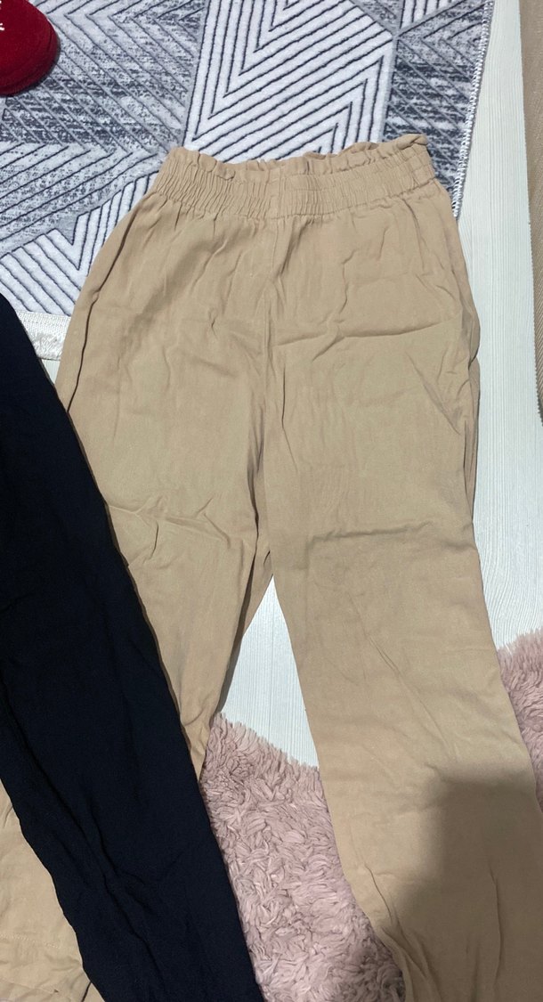 Bej Kadın Keten Midi Pantolon - Görsel 2