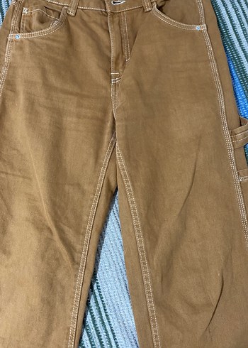 Bershka Düz Kesim Kahverengi Kadın Kot Pantolon - Görsel 2