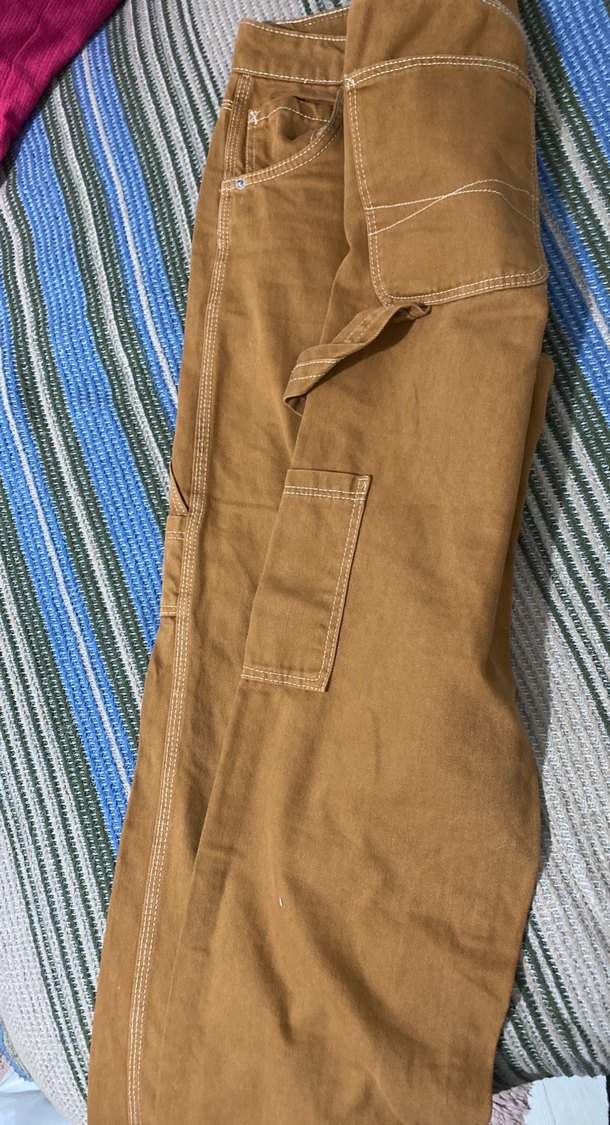 Bershka Düz Kesim Kahverengi Kadın Kot Pantolon - Görsel 3