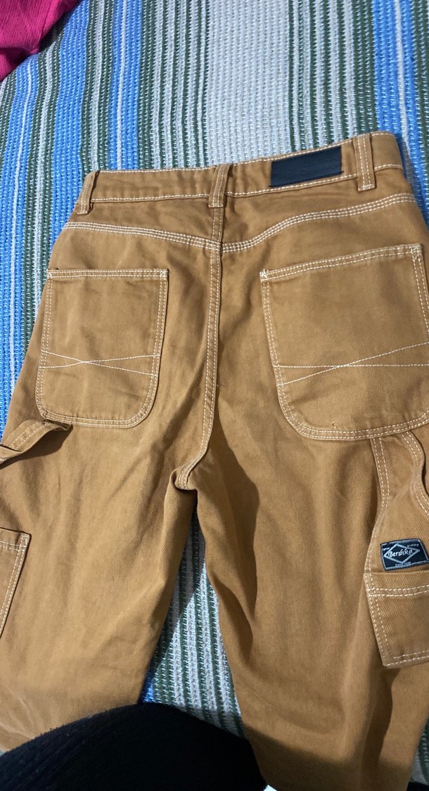 Bershka Düz Kesim Kahverengi Kadın Kot Pantolon - Görsel 4