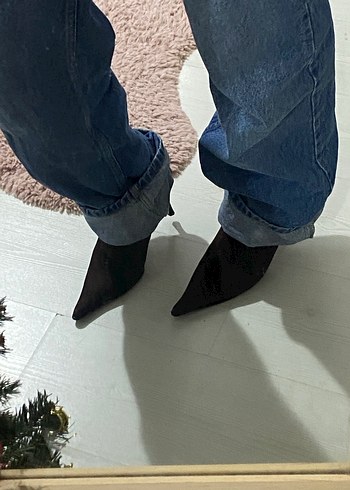 Kahverengi Denim Stiletto Kadın Ayakkabı - Görsel 3