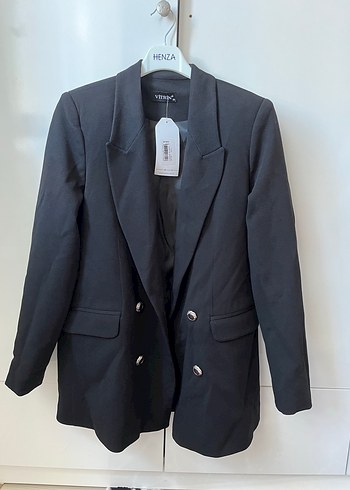Düğmeli Siyah Kadın Blazer Ceket