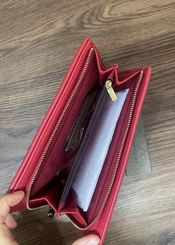 Klasik Kırmızı Deri Kadın Cüzdanı - Görsel 4