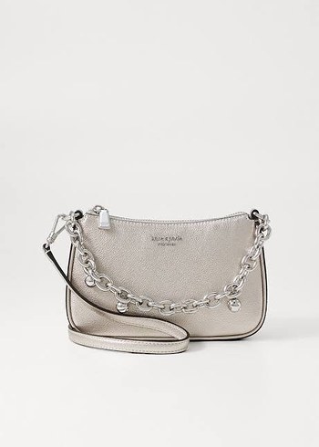 Kate Spade Zincir Detaylı Gümüş Rengi Deri Çanta İngiltereden - Görsel 5