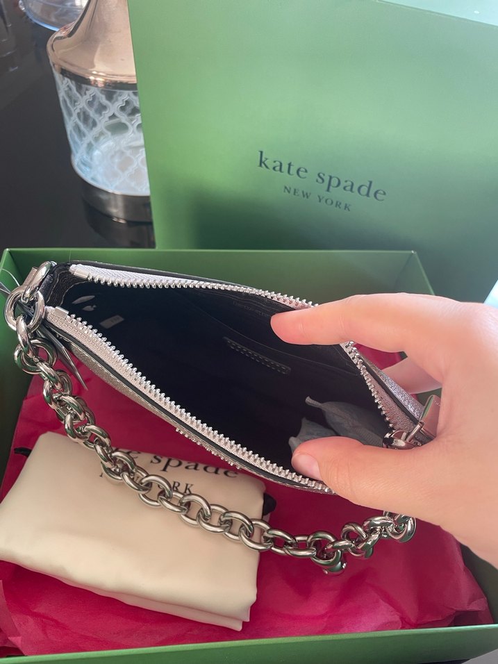 Kate Spade Zincir Detaylı Gümüş Rengi Deri Çanta İngiltereden - Görsel 4