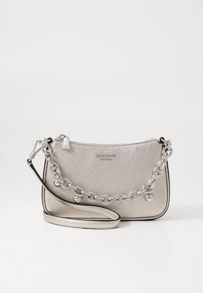 Kate Spade Zincir Detaylı Gümüş Rengi Deri Çanta İngiltereden - Görsel 5