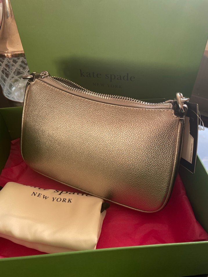 Kate Spade Zincir Detaylı Gümüş Rengi Deri Çanta İngiltereden - Görsel 3