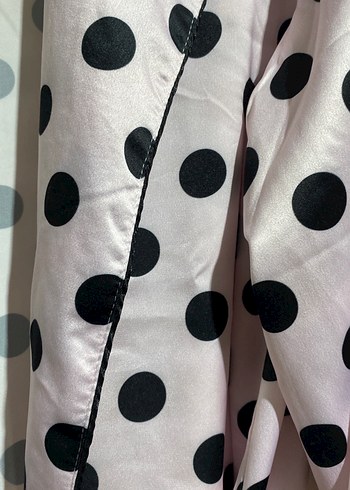 Uzun Pembe Puantiyeli Kadın Sabahlık - Görsel 3