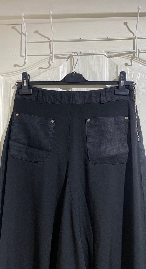 Siyah Uzun Kadın Etek, Kemerli, Gevşek Kesim - Görsel 2